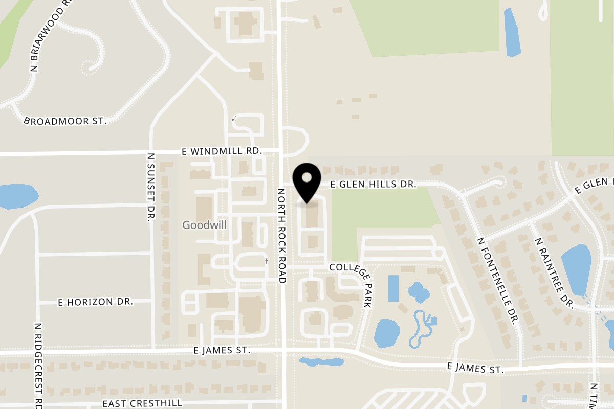 Map showing the location of Hibachi Boy on 1220 N Rock Rd in Derby